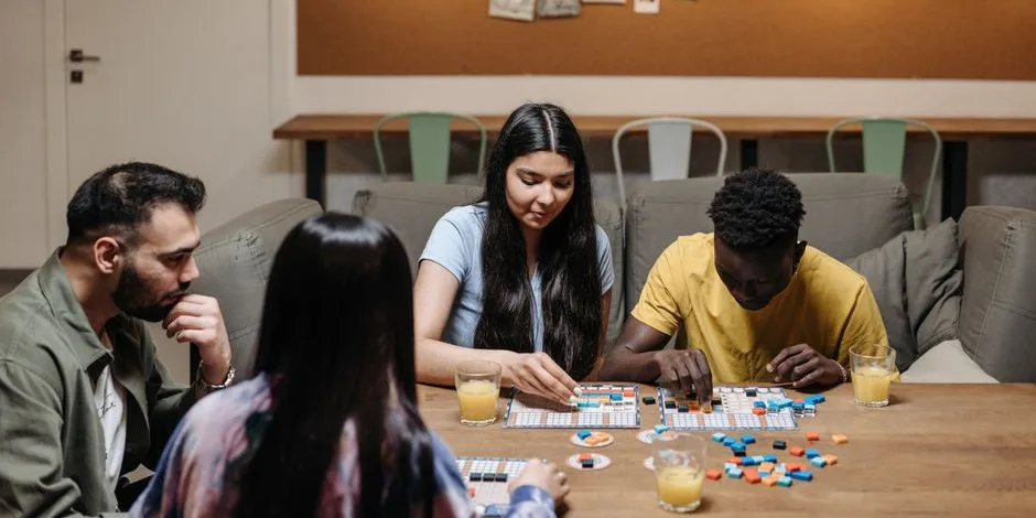 A full table of players deep in a game session